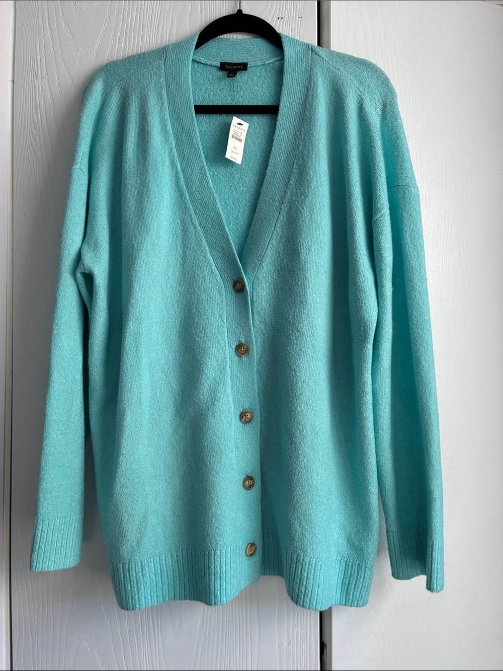 Talbots Aqua V-Neck Button Front Cardigan